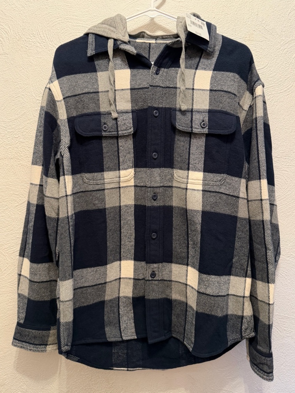 American Eagle Button Up Flannel Jacket with Removable Hood, size XS